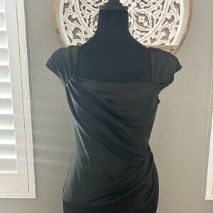 Tadashi Shoji Black Body-Con Cocktail Dress Sleeveless Ruched Square Neck SZ6